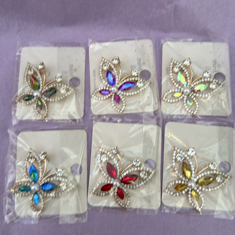 Butterfly brooch‎ pin pink green, purple, multi yellow, red blue pick your color